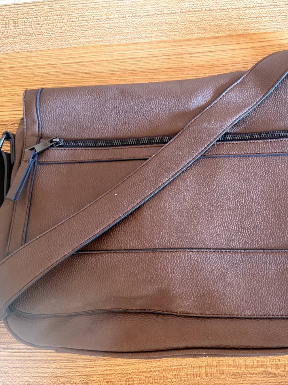 ALDO Brown Faux Leather Messenger Laptop Bag Crossbody Work Bag